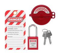 LOORGVEL Verrou de Vanne à Guillotine 25-64 Mm, Kit de Verrouillage Extérieur pour Robinet D'eau et Réservoir Propane, Dispositif Résistant aux Intempéries avec Étiquette de Sécurité Haute