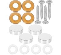 LOORGVEL Vis Décoratives en Cuivre 16 MM Argenté Lot de 24 sets de Pièces avec Cache-Vis pour Miroirs Fixations pour Panneaux Publicitaires et Meubles Capuchons Lisses Adaptés Salle de