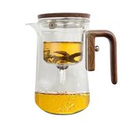Loose Leaf Tea Pot - Glass Water Separation Infuser, Anti-Spill Design With Wood Handle, Clear Leaves Filter Carafe, Modern Teaware Gift | For Brewing Flavorful In Small Spaces