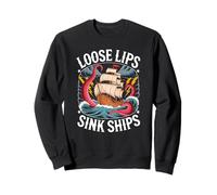Loose Lips Sink Ships Pirate Octopus Vintage Graphic Sweatshirt