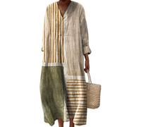 Loose Short Sleeved Solid V-Neck Dress for Women Casual Short Sleeve Long Dresses Color Elegant Styles Basic Maxi Summer Beach Ladies Dress (Style F,M)