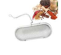 Loose Tea Infuser Stainless Steel Fine Mesh Strainer With Chain | Reusable Tea Filter for Loose Leaf Tea Seasonings Nuts and Snacks, Easy Retrieval Chain for Home Office Camping Travel and Pi