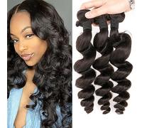 Loose Wave Virgin Hair Bundles Brazilian Hair Loose Wave 3 Bundles 100% Unprocessed Human Hair Weave Extension Double Weft Natural Color 16 18 20 inch Loose Wave Bundles Human Hair
