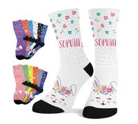 Loosusu Chaussettes Personnalisées Nom-Cadeaux Personnalisés Pâques pour Enfants-Personnalisé Unisexe Fantaisie Novelty Marrante Chaussettes avec Nom