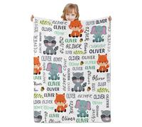 Loosusu Couverture Bébé Personnalisée avec Noms pour Garçon Fille Plaid Personnalisé Bébé Couverture Polaire Confortable Couvre-lit Personnalisée, Cadeau Personnalisé pour Anniversaire de Enfant Noël