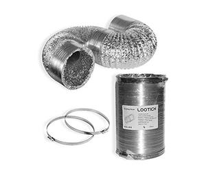 LOOTICH Tuyau d'Evacuation Flexible en Aluminium Gaine de Ventialtion Ø 102mm Longueur 2.5m Kit de Raccord pour Salle de bain Cuisine Sèche-linge avec 2 Colliers de Serrage en Acier