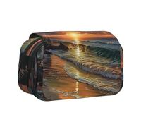 lootpe Belle trousse à crayons de grande capacité avec imprimé coucher de soleil sur la plage, pochette pour marqueur, pochette de rangement pour papeterie, trousse à stylos portable pour le bureau