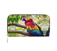 lootpe Fantastique Portefeuille pour femme avec motif plume de perroquet - Porte-cartes de crédit - Portefeuille pour téléphone portable - Longue pochette