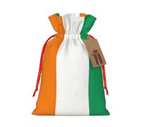 Lootpe Grand sac cadeau de Noël avec imprimé drapeau de la Côte d'Ivoire - Sacs de vacances réutilisables pour cadeaux, sacs cadeaux en toile de jute avec cordon de serrage