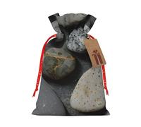 Lootpe Grands sacs cadeaux de Noël avec motif galets imprimés, sacs de vacances réutilisables pour cadeaux, sacs cadeaux en toile de jute avec cordons de serrage