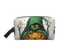 Lootpe Green Ghost Horror Halloween Pumpkin 1 Print Makeup Bag, Portable Travel Makeup Pouch , Toiletry Organizer, Large Make Up Bag For Women