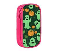 Lootpe Green Ghost Horror Trousse à crayons avec fermeture éclair Motif citrouille d'Halloween Grande capacité