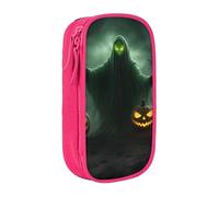 Lootpe Green Ghost Horror Trousse à crayons avec fermeture éclair Motif citrouille d'Halloween Grande capacité