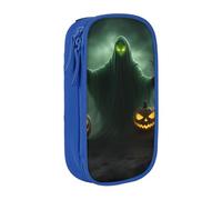 Lootpe Green Ghost Horror Trousse à crayons avec fermeture éclair Motif citrouille d'Halloween Grande capacité