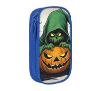 Lootpe Green Ghost Horror Trousse à crayons avec fermeture éclair Motif citrouille d'Halloween Grande capacité