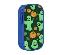Lootpe Green Ghost Horror Trousse à crayons avec fermeture éclair Motif citrouille d'Halloween Grande capacité