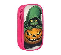 Lootpe Green Ghost Horror Trousse à crayons avec fermeture éclair Motif citrouille d'Halloween Grande capacité