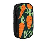 Lootpe Happy Carrot Trousse à crayons avec motif imprimé sans couture, sac de rangement, boîte à crayons de grande capacité, trousse à crayons portable avec fermeture éclair