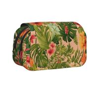 lootpe Hojas Tropicales Y Flores Trousse à crayons grande capacité avec marqueur, pochette de rangement pour papeterie, trousse à crayons portable pour bureau