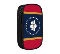 Lootpe Mississippi Trousse à crayons avec fermeture éclair Motif drapeau de l'État du Mississippi Grande capacité