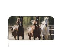 lootpe Portefeuille pour femme avec imprimé trois chevaux en cours d'exécution, porte-cartes de crédit, porte-monnaie pour téléphone, sac à main long