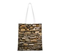 lootpe Rustic Rocks Sac fourre-tout en toile avec impression murale en brique esthétique, sac fourre-tout léger, sacs d'épicerie réutilisables, pour le shopping, la salle de sport, le travail