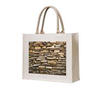 lootpe Rustic Rocks Sac fourre-tout imprimé mur brique Sac cadeau personnalisé Sac de plage en toile Sac de voyage Sacs de courses Cadeau pour femme maman
