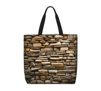Lootpe Rustic Rocks Sac fourre-tout imprimé mur de briques pour femme, sac à main de travail, grande capacité, sac à main décontracté à bandoulière, pour voyage, salle de sport