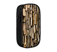 Lootpe Rustic Rocks Trousse à crayons avec imprimé mur de brique Sac de rangement Grande capacité Trousse à crayons portable avec fermeture éclair