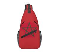 lootpe Sac à dos à bandoulière avec imprimé drapeau du Maroc pour le quotidien, sac à dos, sac à dos de poitrine, sacs de jour, pour l'extérieur, les voyages décontractés