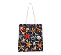 lootpe Sac fourre-tout en toile de mer et coquillages avec impression esthétique, sac fourre-tout léger, sacs d'épicerie réutilisables, pour le shopping, la salle de sport, le travail