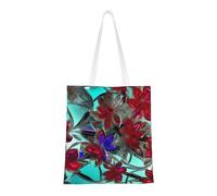 lootpe Sac fourre-tout en toile esthétique avec impression de vitraux de fleurs, sac fourre-tout léger, sacs d'épicerie réutilisables, pour le shopping, la salle de sport, le travail