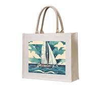 lootpe Sac fourre-tout imprimé bateau à voile, sac cadeau personnalisé, sac de voyage en toile, sacs de courses, cadeau pour femme maman
