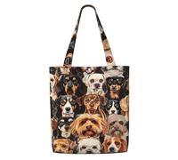 Lootpe Sacs d'épicerie réutilisables à motif de chiens, sac fourre-tout en polyester, sacs à main décontractés, sac de courses pliable pratique.