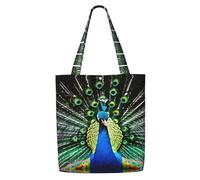 Lootpe Sacs d'épicerie réutilisables avec imprimé paon frais, sac fourre-tout en polyester, sacs à main décontractés, sac de courses pliable pratique.