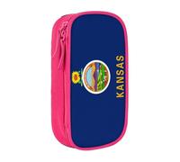 Lootpe Trousse à crayons avec fermeture éclair - Grande capacité - Imprimé drapeau de l'État du Kansas