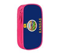 Lootpe Trousse à crayons avec fermeture éclair - Grande capacité - Imprimé drapeau de l'État du Kansas