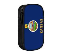 Lootpe Trousse à crayons avec fermeture éclair - Grande capacité - Imprimé drapeau de l'État du Kansas