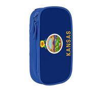 Lootpe Trousse à crayons avec fermeture éclair - Grande capacité - Imprimé drapeau de l'État du Kansas