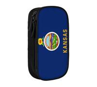 Lootpe Trousse à crayons avec fermeture éclair - Grande capacité - Imprimé drapeau de l'État du Kansas