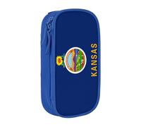 Lootpe Trousse à crayons avec fermeture éclair - Grande capacité - Imprimé drapeau de l'État du Kansas