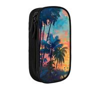 Lootpe Trousse à crayons avec fermeture éclair - Grande capacité - Motif coucher de soleil tropical