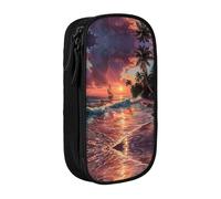 Lootpe Trousse à crayons avec fermeture éclair - Grande capacité - Motif coucher de soleil tropical