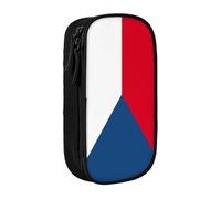 Lootpe Trousse à crayons avec imprimé drapeau de la République tchèque, sac de rangement, grande capacité, trousse à crayons portable avec fermeture éclair