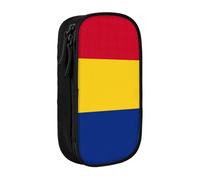 Lootpe Trousse à crayons avec imprimé drapeau de la Roumanie, sac de rangement, grande capacité, trousse à crayons portable avec fermeture éclair
