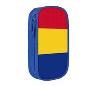 Lootpe Trousse à crayons avec imprimé drapeau de la Roumanie, sac de rangement, grande capacité, trousse à crayons portable avec fermeture éclair