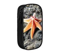 Lootpe Trousse à crayons avec imprimé étoile de mer et coquillages, sac de rangement, grande capacité, trousse à crayons portable avec fermeture éclair