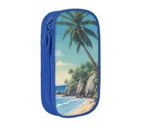 Lootpe Trousse à crayons avec imprimé Palm Tree Rocky Shore, sac de rangement, boîte à crayons de grande capacité, trousse à crayons portable avec fermeture éclair