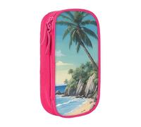 Lootpe Trousse à crayons avec imprimé Palm Tree Rocky Shore, sac de rangement, boîte à crayons de grande capacité, trousse à crayons portable avec fermeture éclair