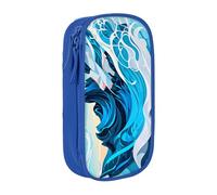 Lootpe Trousse à crayons avec imprimé vagues de l'océan, sac de rangement, boîte à crayons de grande capacité, trousse à crayons portable avec fermeture éclair